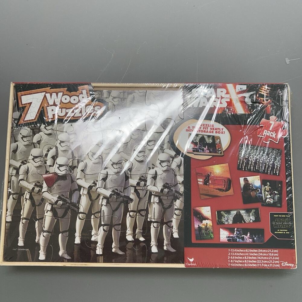 New Sealed Star Wars 7 Wood Puzzle Collection, 24-48 Pieces Per Puzzle.